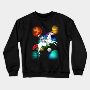 Astronaut Riding Unicorn Space Sci Fi Crewneck Sweatshirt